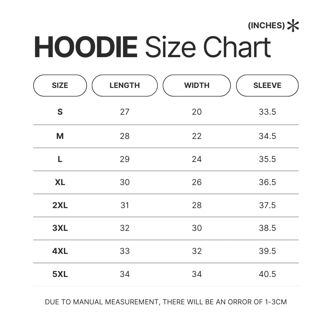 Hoodie Size Chart - Bubu Gifts